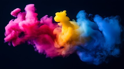 Abstract colorful ink swirls in dark background