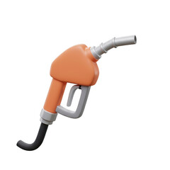 Orange Fuel Nozzle Against Transparent Background For Fueling Vehicles