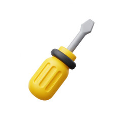 Yellow Handle Screwdriver With Transparent Background And Black Circular Ring