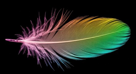 Beautiful Rainbow Feather with Glittery Texture
