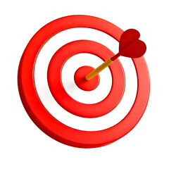 3D Bullseye Target with Dart Hitting Center &ndash; Precision and Accuracy Concept.