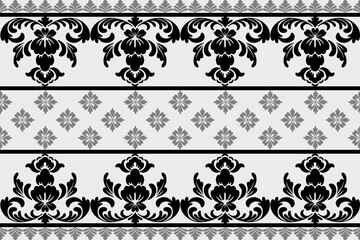 set of decorative elements, seamless, pattern, wallpaper, background, black, damask, flower floral