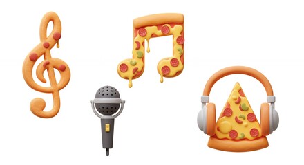 Pizza music design elements set