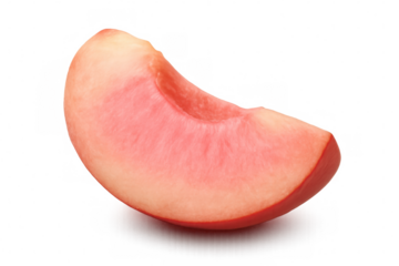 Peach slice isolated on transparent background, showing the ripe and juicy texture of the fruit