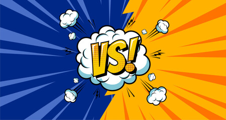 Comic style versus vs banner in yellow and blue color