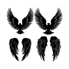 Obraz premium Wing Black Silhouette Vector Collection