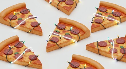 Pizza slices pattern with lights