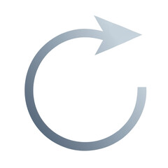 Silver circular arrow icon isolated on transparent background