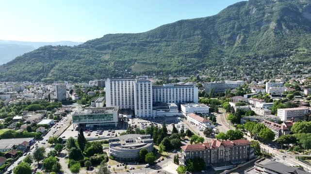 French hospital in a city in summer