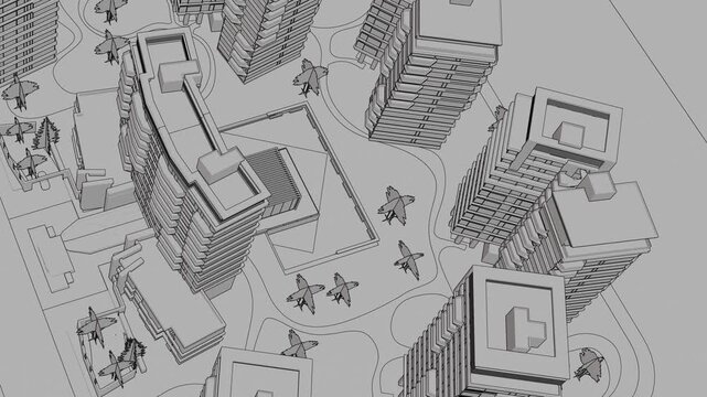 Animation of a Generic Apartment Building complex, Seamless Looped Animation	