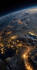 Fototapeta premium Earth's illuminated European region from space