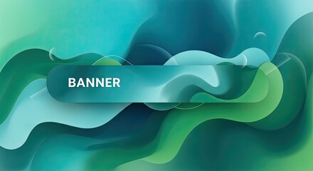 Dynamic abstract waves in soothing green and blue hues create a modern, flowing background perfect for branding and design projects.