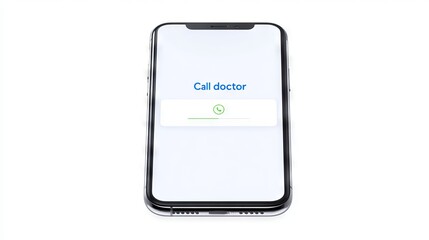 Smartphone mock up with blank screen displaying call doctor interface, ideal for healthcare apps, showcasing modern technology and user-friendly design elements for digital communication