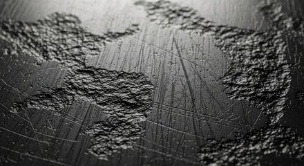 Fototapeta premium Abstract textured black surface with deep scratches and rough embossed patterns creating a dramatic, modern, and industrial aesthetic for background design
