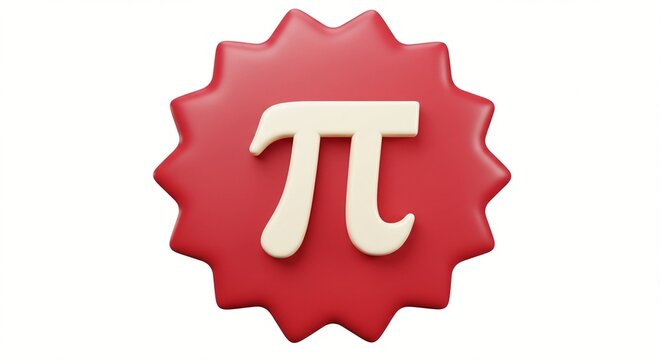 A symbol of Pi, a mathematical constant, standing out against a vibrant red, jagged circular background, representing mathematical ideas.