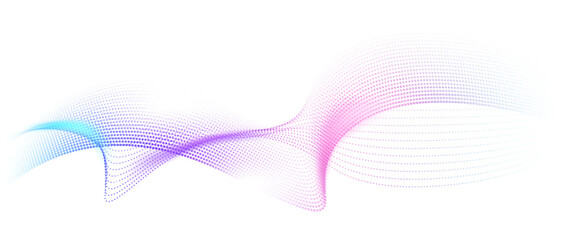 Flowing particles form waves, a gradient light pattern. modern technology background Vector illustration