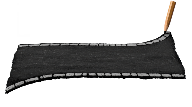 Creating a road design with a pencil on a transparent background