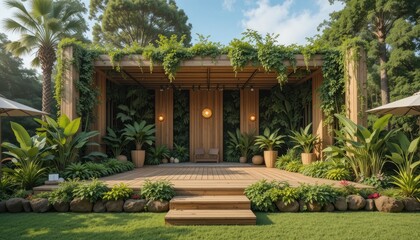 Fototapeta premium Tropical garden with palm trees