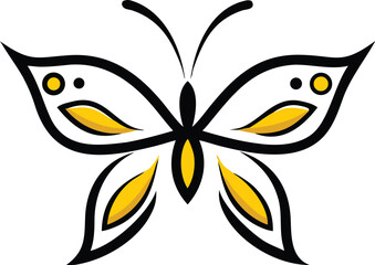 Obraz premium Stylized yellow butterfly wings with dots abstract