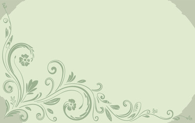 Fototapeta premium Elegant floral flourish design on a light green background