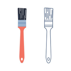 Two paint brushes one colored one outline on white background painting tool 2