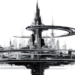 Obraz premium Monochromatic, futuristic city