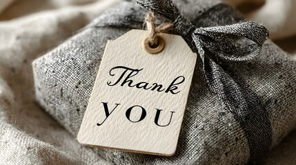 A gift package with a thank you tag.