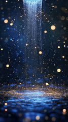 Surreal reverse waterfall of stars flowing into the sky