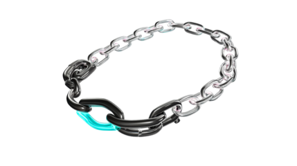 Unique design of a multi colored chain link on transparent background