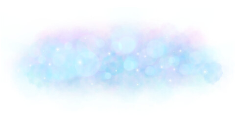 Blue- purple smoke effect and bokeh reflections and tiny sparkling stars.