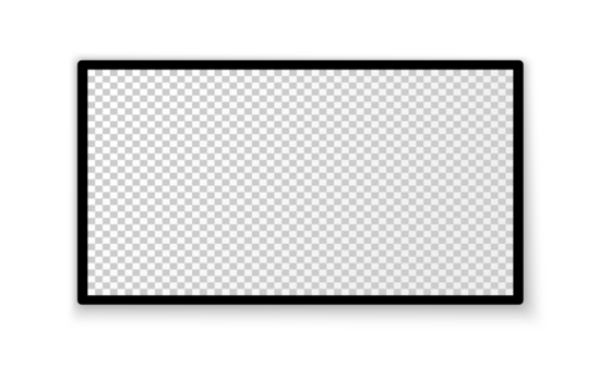 Realistic TV screen PNG. Modern stylish LED LCD panel. Large computer monitor display mockup. Blank TV template. Vector illustration of a plasma TV monitor on a transparent background.
