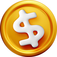 3D Coin with Dollar Sign for Financial Concepts