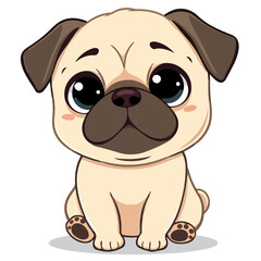 Simple Minimalist Cute Pug Starring at Viewer