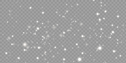 Vector texture Cold winter wind with snow. On transparent background. Christmas cold snow effect.