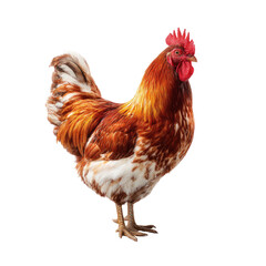 Fototapeta premium Rooster, brown and white plumage, alert stance