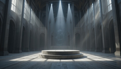 Podium with old building