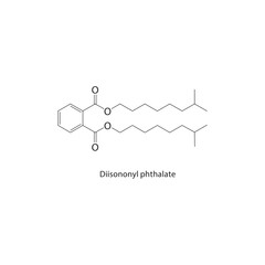 Fototapeta premium Diisononyl phthalate skeletal structure. Phthalate Ester compound schematic illustration. Simple diagram, chemical formula.