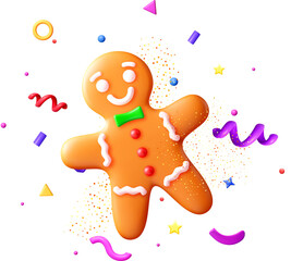 Colorful 3D Gingerbread Cookie with Confetti
