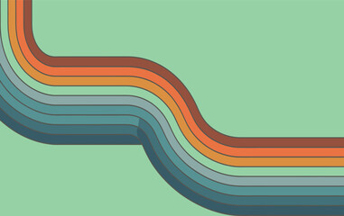A retro background with wavy lines in brown and blue