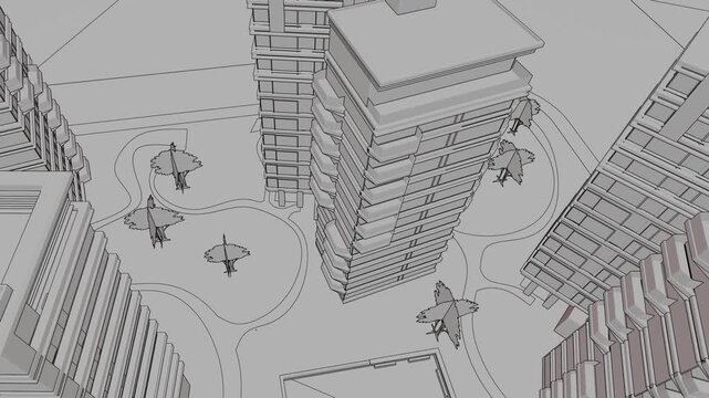 Animation of a Generic Apartment Building complex, Seamless Looped Animation	