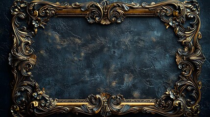 Ornate golden frame with intricate vintage scrollwork design