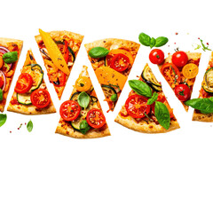 Vegetarian pizza with colorful toppings PNG