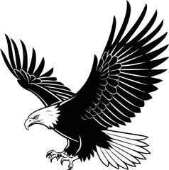 Fototapeta premium Sharp Eagle Silhouette Vector Diving Downward Nice Design for Graphic Projects