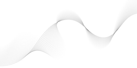Abstract grey, white smooth element swoosh speed wave modern stream background. Wave with lines created using blend tool. Abstract frequency sound wave lines and twisted curve lines background.	
