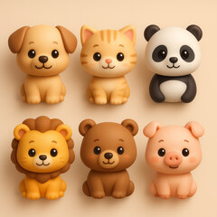 Adorable 3D Animal Icons – Puppy, Kitten, Panda & More for Playful Designs