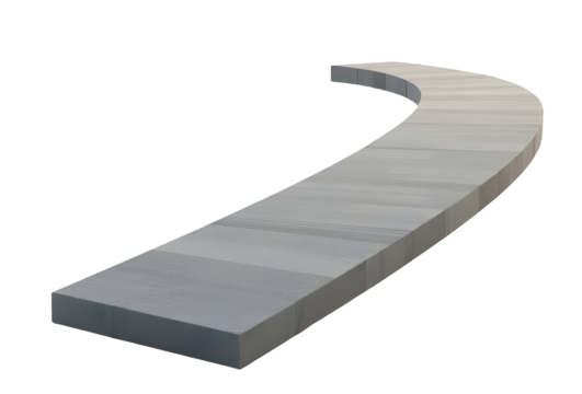 Curved pathway leads with simplistic style, inviting contemplation