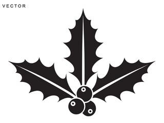 Christmas holly berry vector collection, vector illustration icons set