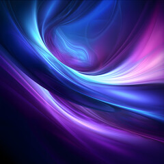 Naklejka premium Abstract image of glowing wavy lines in shades of blue and purple on a dark background design element created with generative ai