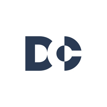 The image shows a logo design of a monogram with initial letters DC in dark color in simple flat style that looks clean and modern on a white background