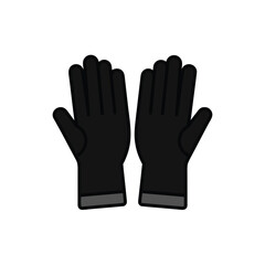 Pair of black winter gloves isolated on white background